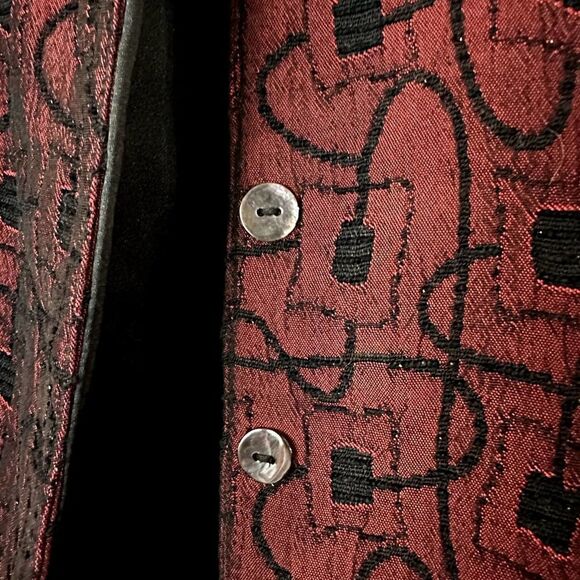 Vintage Chico's Design Red-Black Button Down Coat - Picture 9 of 12